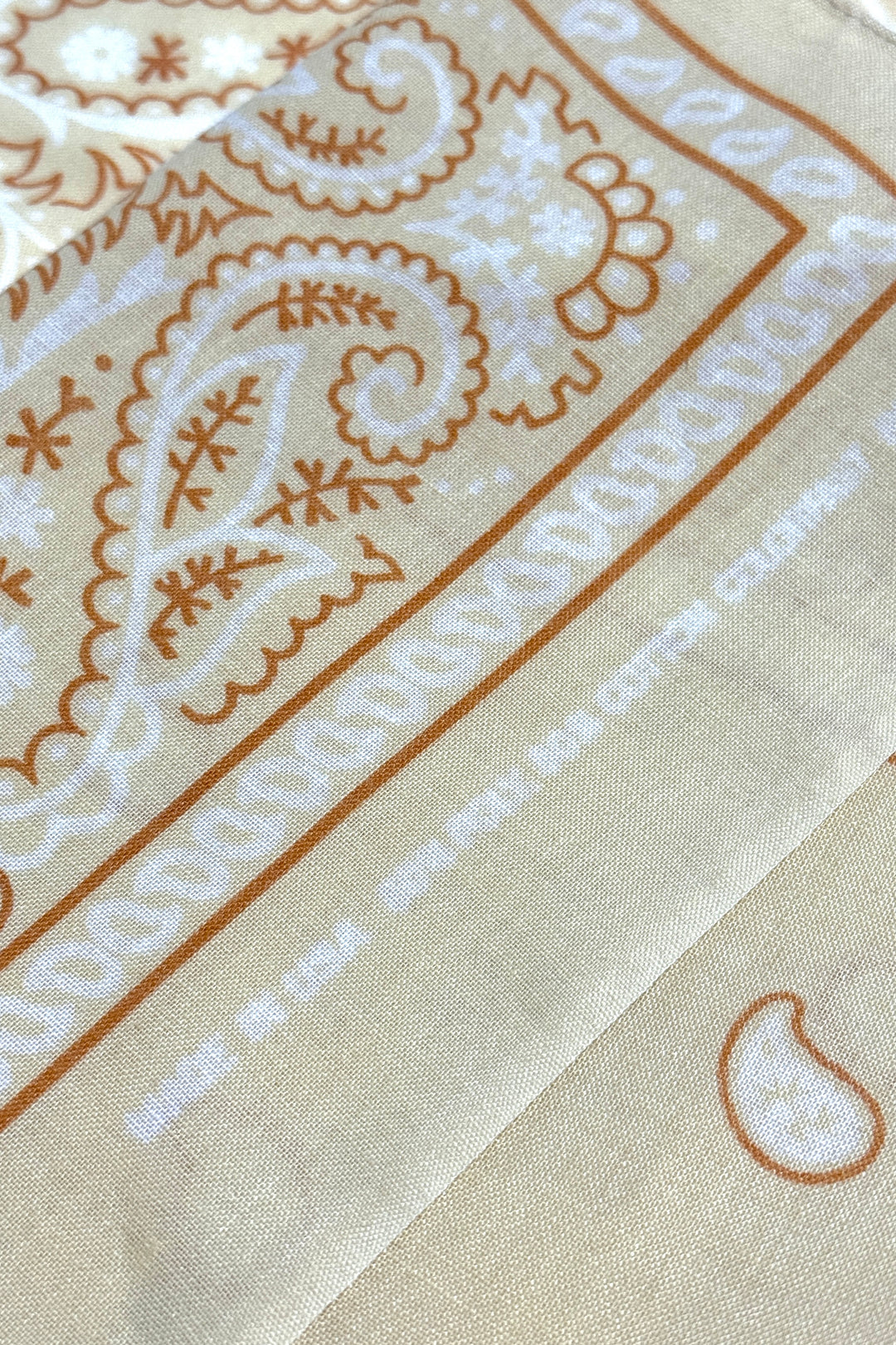 1970’S COLORFAST MADE IN USA SELVEDGE IVORY PAISLEY BANDANA