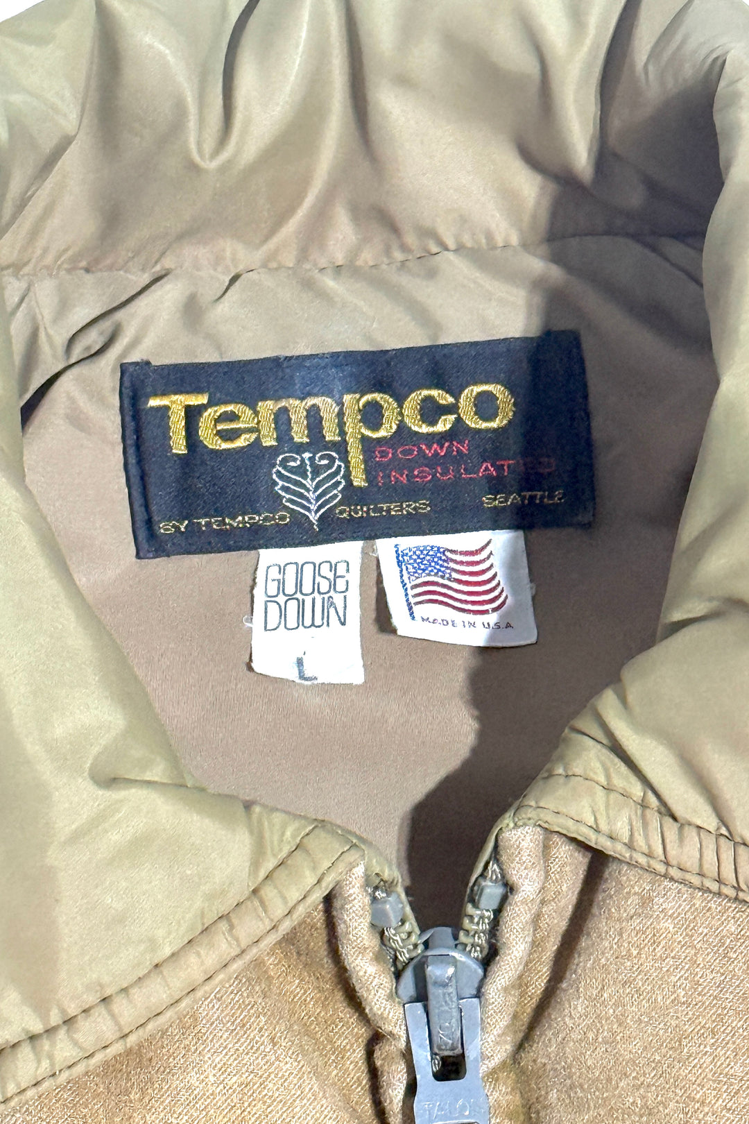 1970’S TEMPCO MADE IN USA CROPPED WESTERN YOKE QUILTED GOOSE DOWN JACKET LARGE