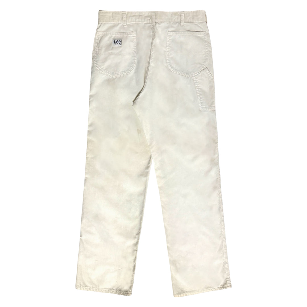 1970’S LEE MADE IN USA OFF WHITE PAINTER CARPENTER WORKWEAR PANTS 34 X 34