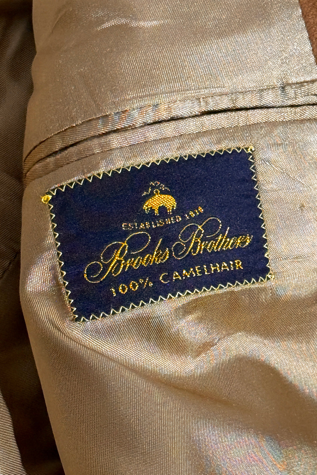 1990’S BROOKS BROTHERS UNION MADE IN USA 100% CAMEL HAIR WOOL BLAZER SUIT JACKET 44R