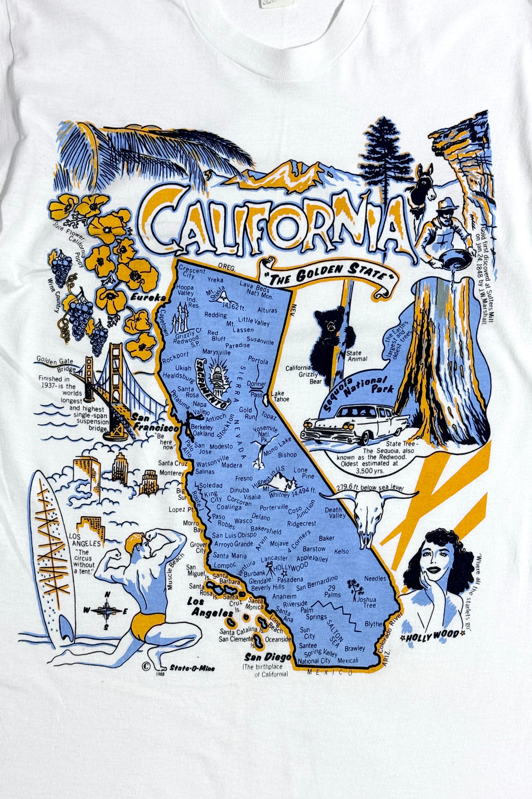 1980’S CALIFORNIA MADE IN USA SINGLE STITCH WHITE JERSEY S/S T-SHIRT LARGE