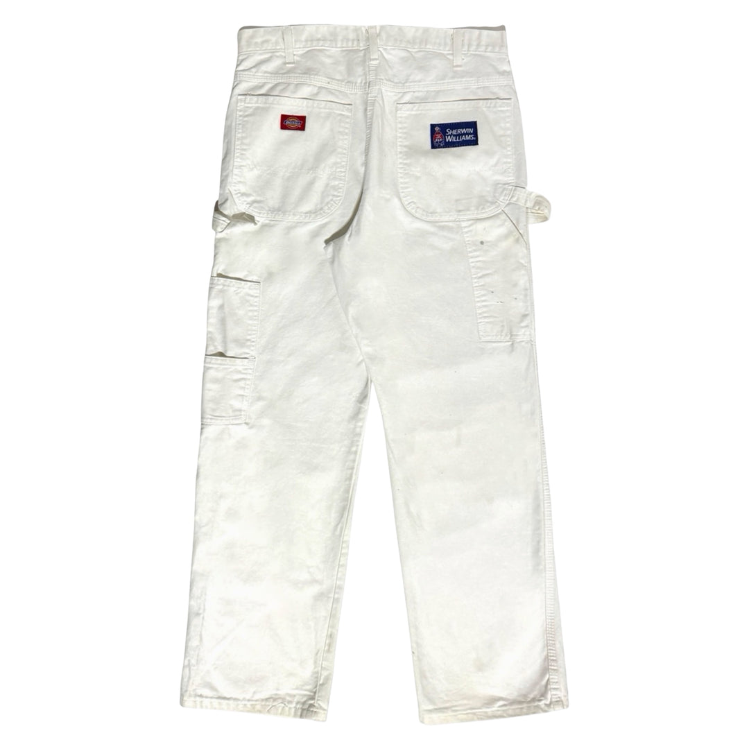 1990’S DICKIES SHERMAN WILLIAMS OFF WHITE TWILL PAINTER CARPENTER WORKWEAR PANTS 34 X 30