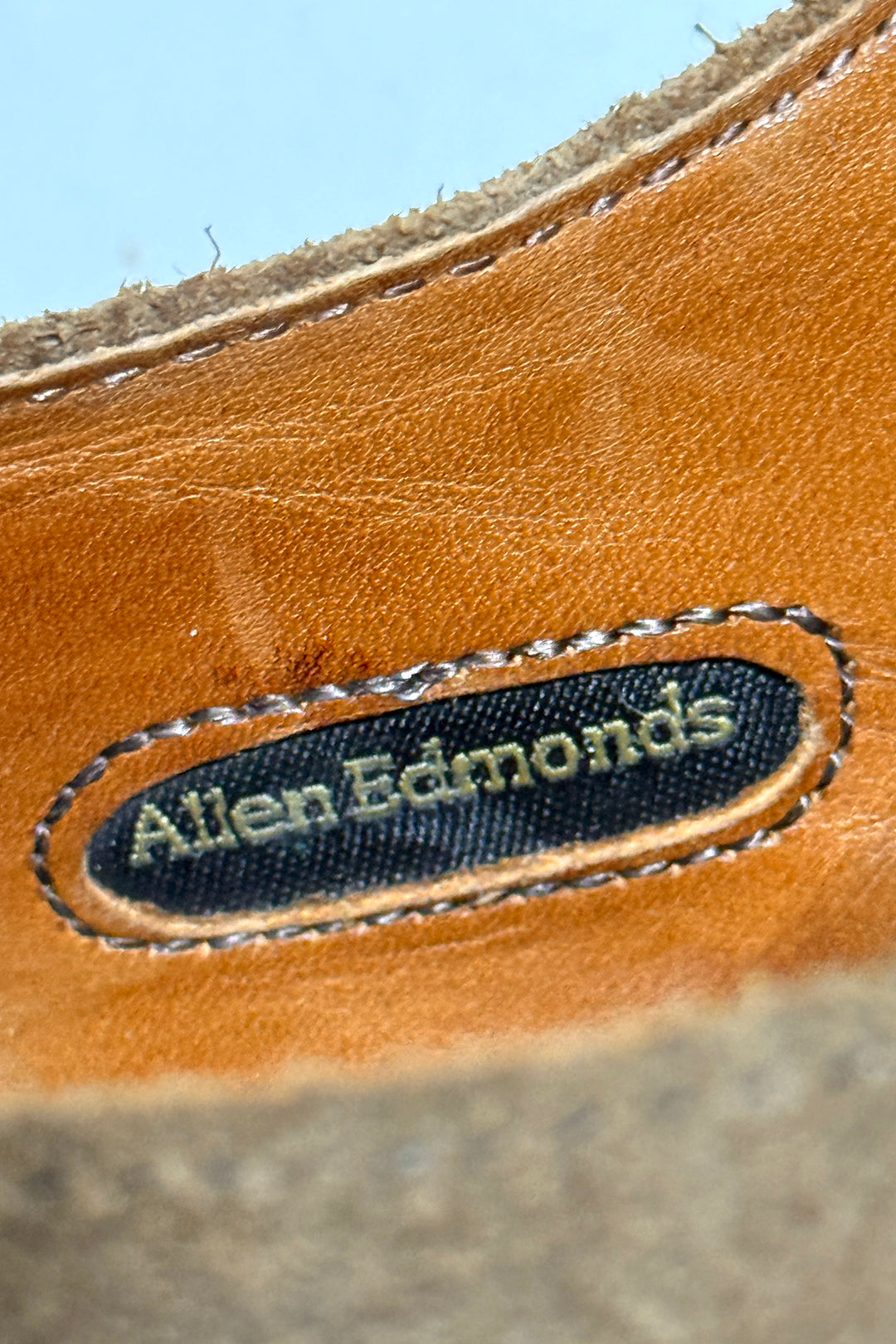 1990’S ALLEN EDMONDS MADE IN USA RED BRICK VIBRAM SOLED BROWN SUEDE OXFORD SHOES 10.5