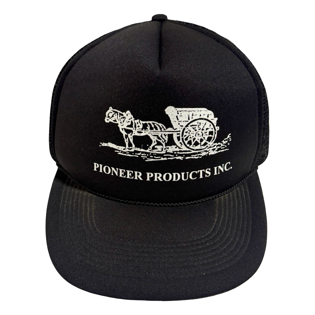 1970’S PIONEER PRODUCTS WESTERN FADED BLACK FOAM &amp; MESH TRUCKER HAT