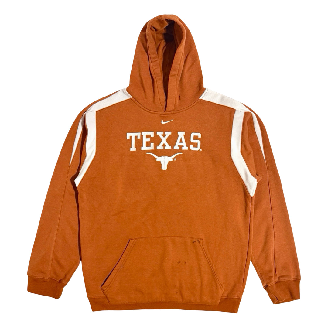 2000’S NIKE UNIVERSITY OF TEXAS THRASHED BURNT ORANGE FLEECE HOODIE SWEATER X-LARGE