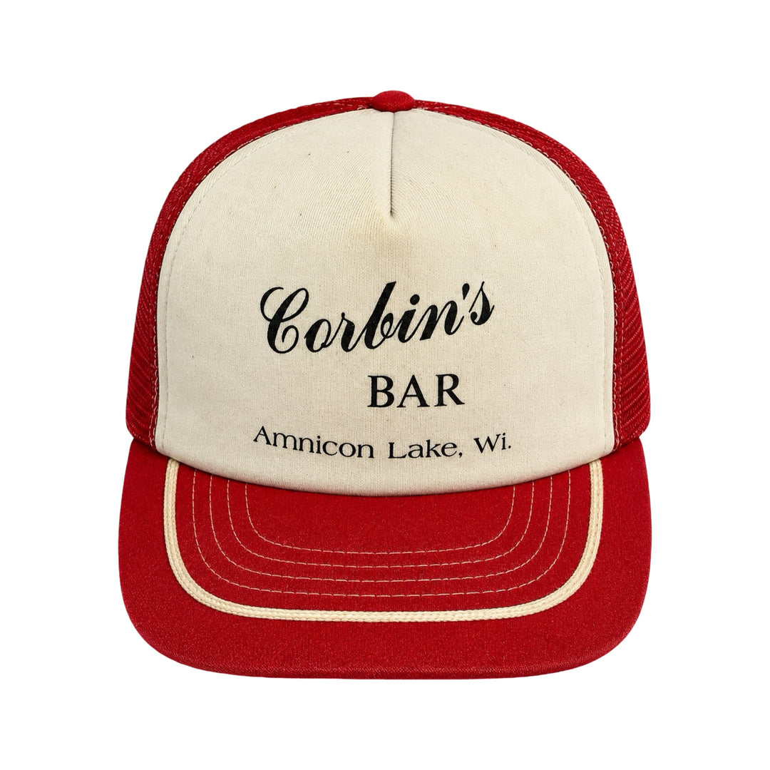 1970’S CORBIN’S BAR WHITE FOAM RED MESH TRUCKER HAT