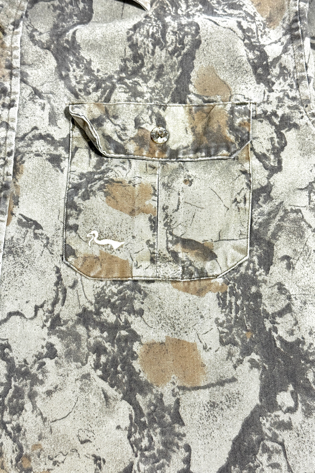 1990’S DUXBAK MADE IN USA HUNTING CAMO TWILL L/S B.D. SHIRT X-LARGE