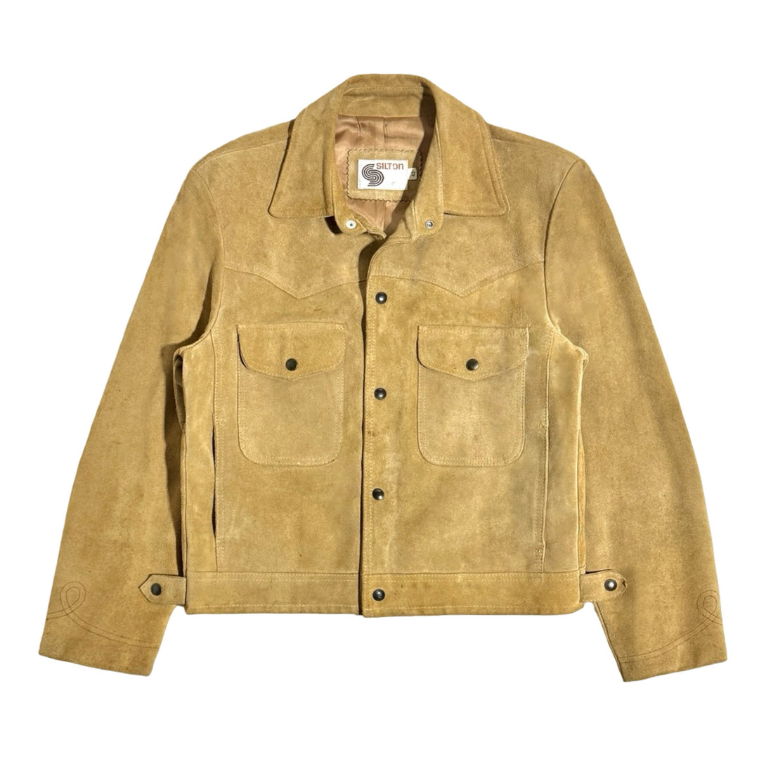 1960’S SILTON MADE IN USA CROPPED SUEDE WESTERN ACCENT LEATHER JACKET LARGE