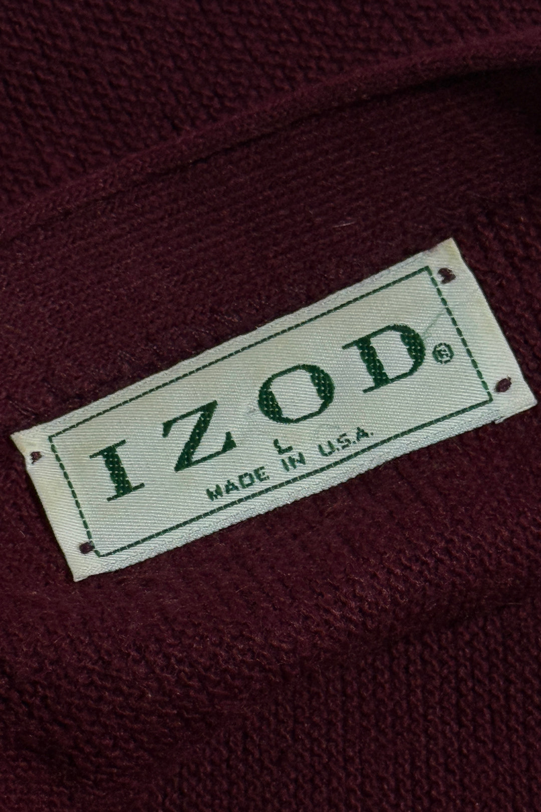 1980’S IZOD MADE IN USA CREST LOGO EMBROIDERED KNIT CARDIGAN SWEATER LARGE