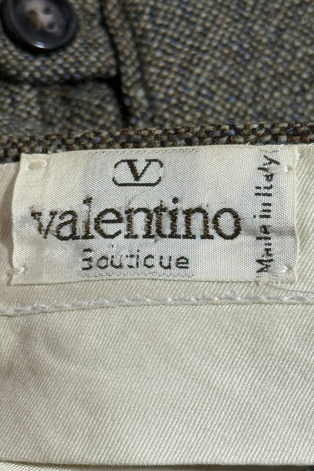1970’S VALENTINO BOUTIQUE MADE IN ITALY HIGH WAISTED PLEATED TWEED WOOL TROUSERS 34 X 28