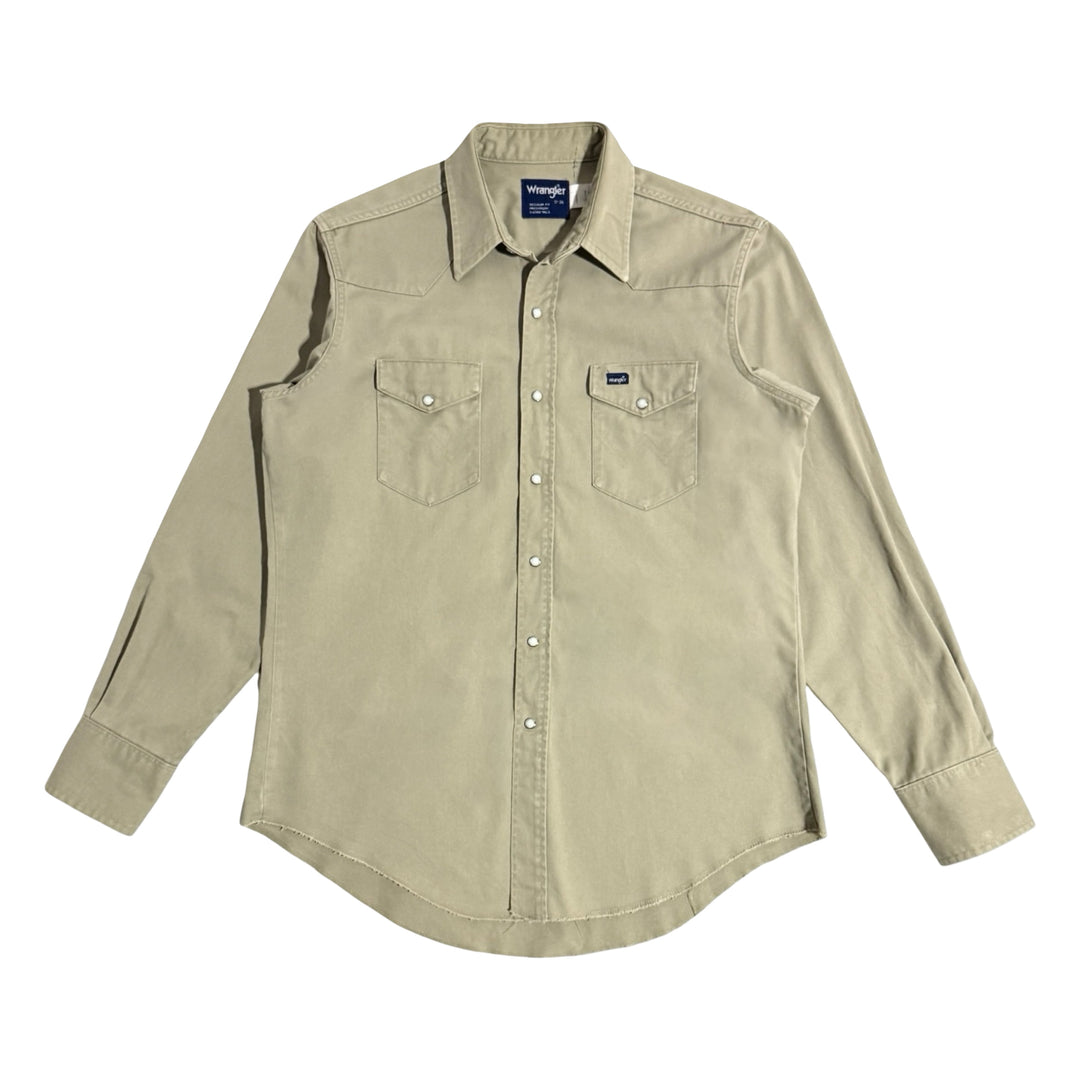1990’S WRANGLER MADE IN USA HEAVYWEIGHT TWILL WESTERN PEARL SNAP L/S B.D. SHIRT X-LARGE
