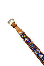 Load image into Gallery viewer, 1990’S EDDIE BAUER WESTERN BEADED LEATHER BELT 34
