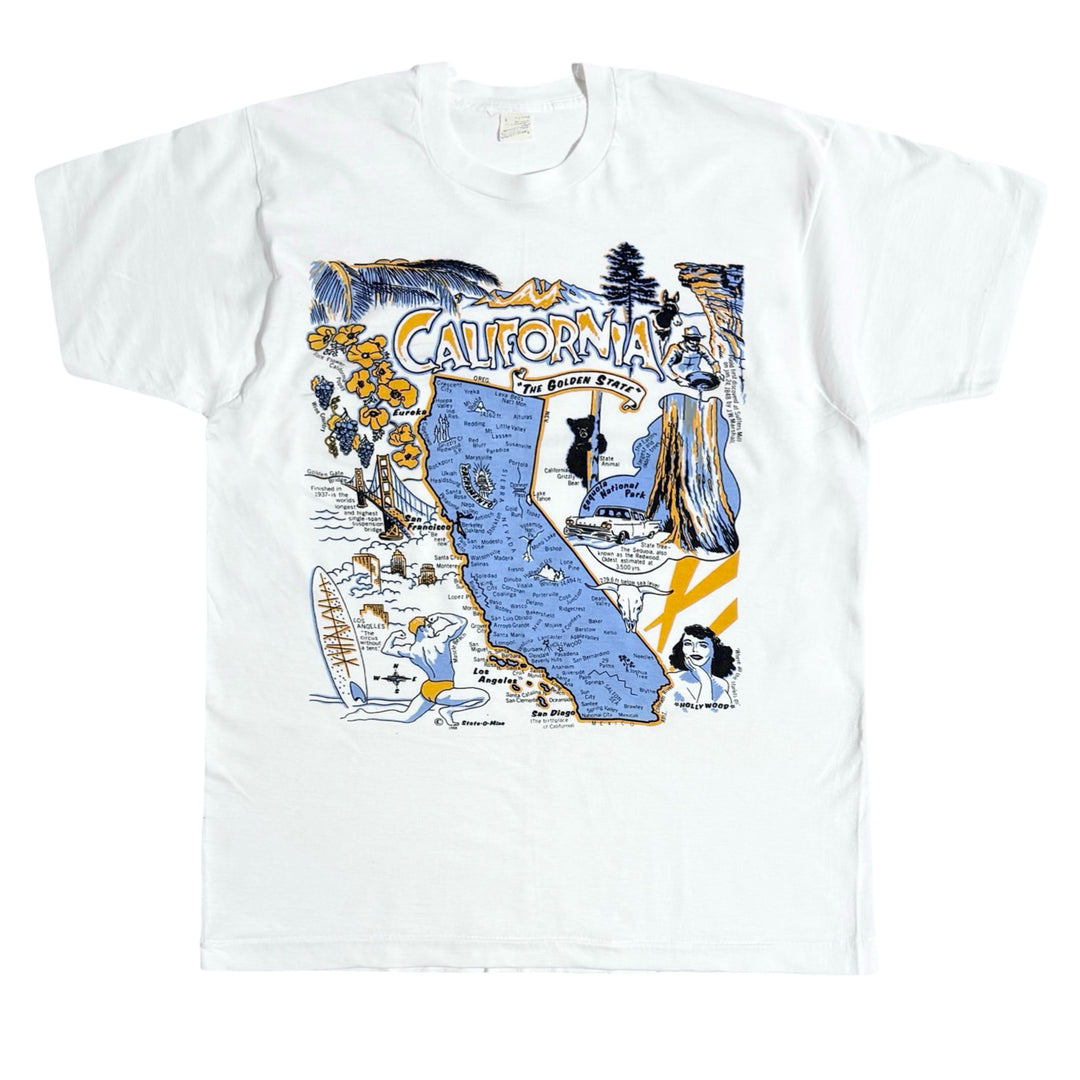 1980’S CALIFORNIA MADE IN USA SINGLE STITCH WHITE JERSEY S/S T-SHIRT LARGE