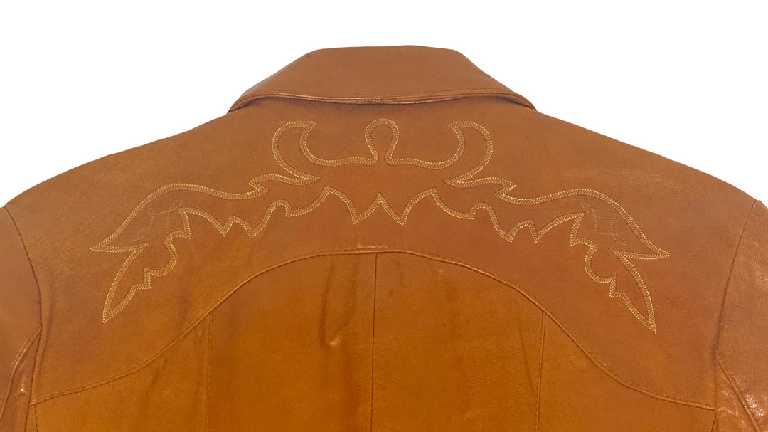 1960’S REMY MADE IN USA CROPPED WESTERN EMBROIDERED LAMB LEATHER JACKET MEDIUM