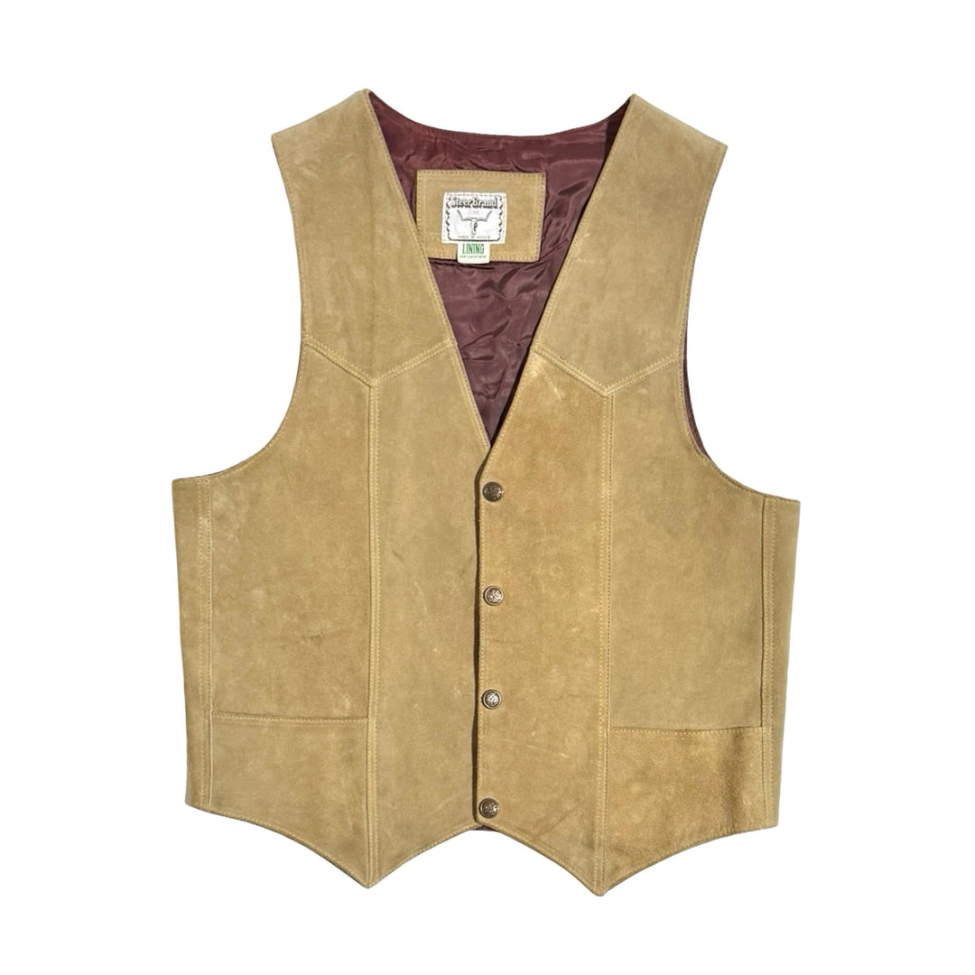 1970’S STEER BRAND SUEDE LEATHER WESTERN VEST SMALL