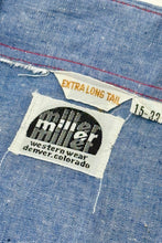 Cargar imagen en el visor de la galería, 1970’S MILLER MADE IN USA WESTERN CHAMBRAY DENIM PEARL SNAP L/S B.D. SHIRT SMALL
