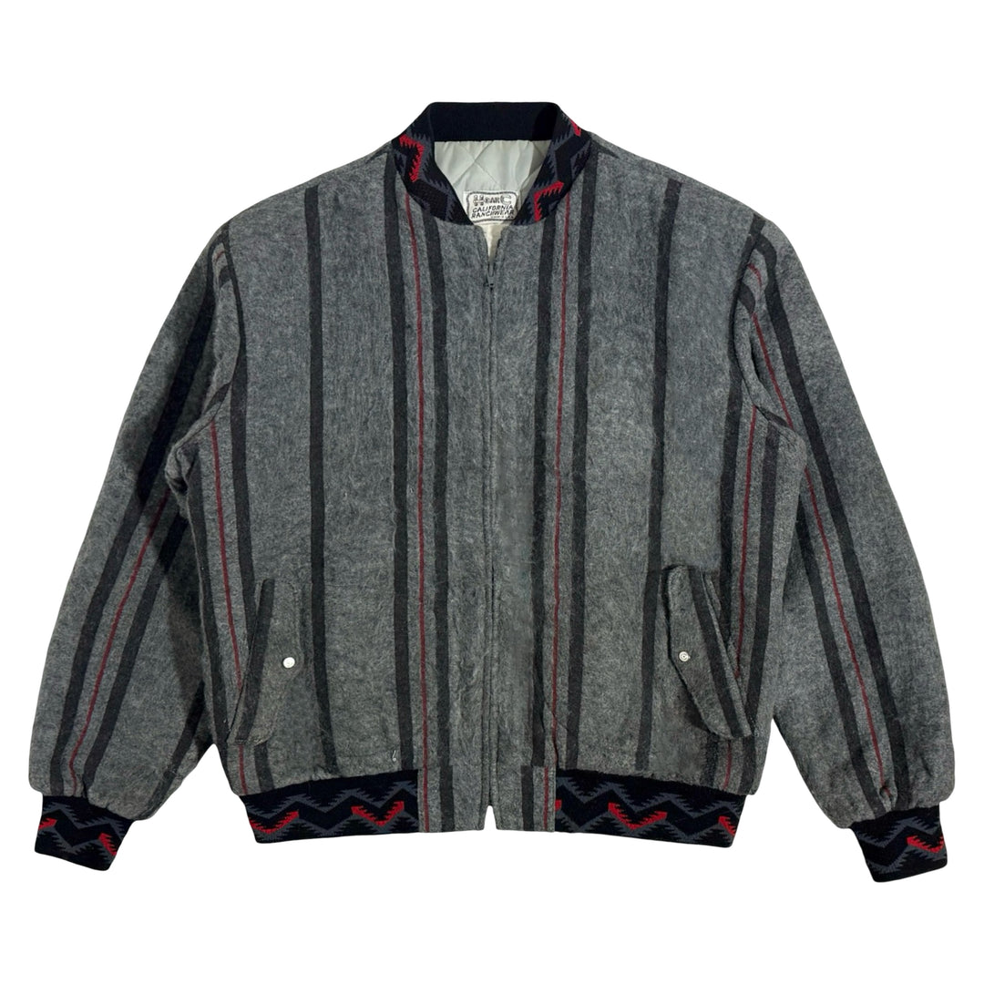 1980’S H BAR C MADE IN USA CROPPED WESTERN FURRY STRIPE BOMBER JACKET X-LARGE