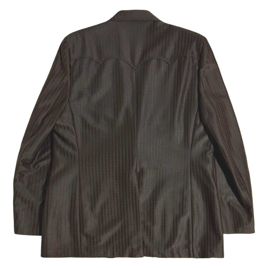 1960’S LASSO WESTERNWEAR MADE IN USA “DALLAS” WESTERN BROWN STRIPED FLARED LEG SUIT 44R