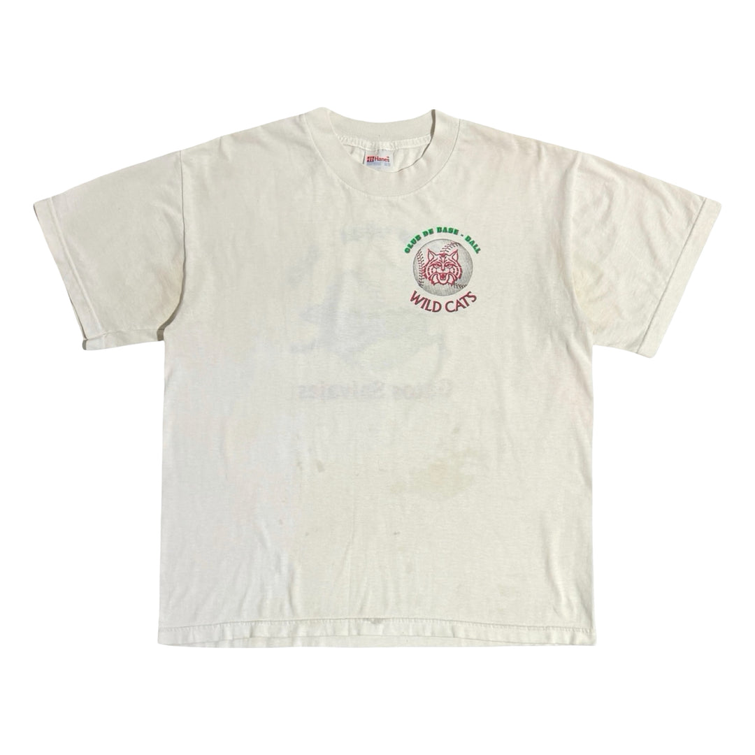 1990’S GATOS SALVAJES CLUB DE BASEBALL TRASHED WHITE S/S T-SHIRT X-LARGE
