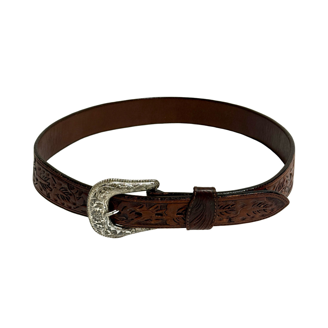 1990’S SILVERTONE WESTERN HAND TOOLED LEATHER BELT 30