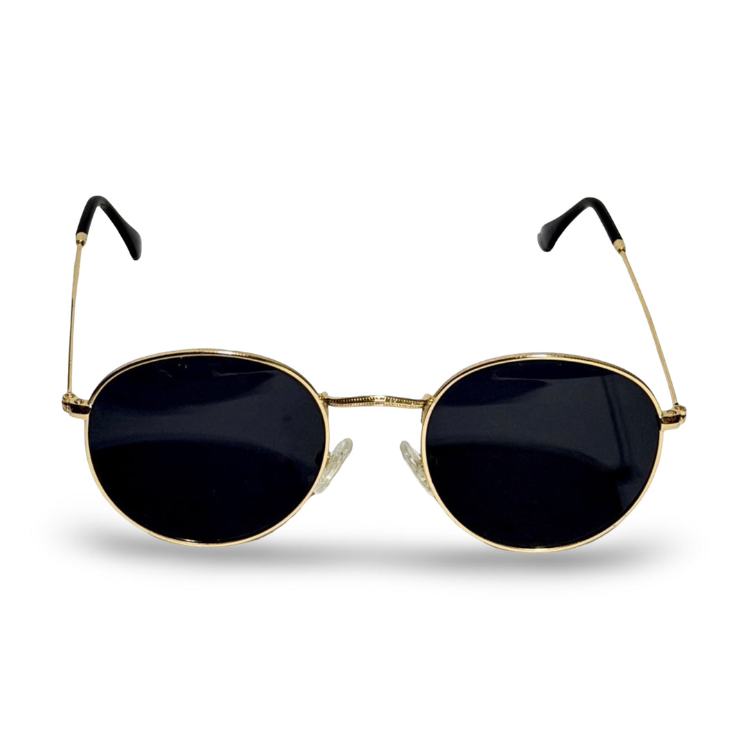 1980’S GOLD FRAME ROUND BLACK LENS SUNGLASSES