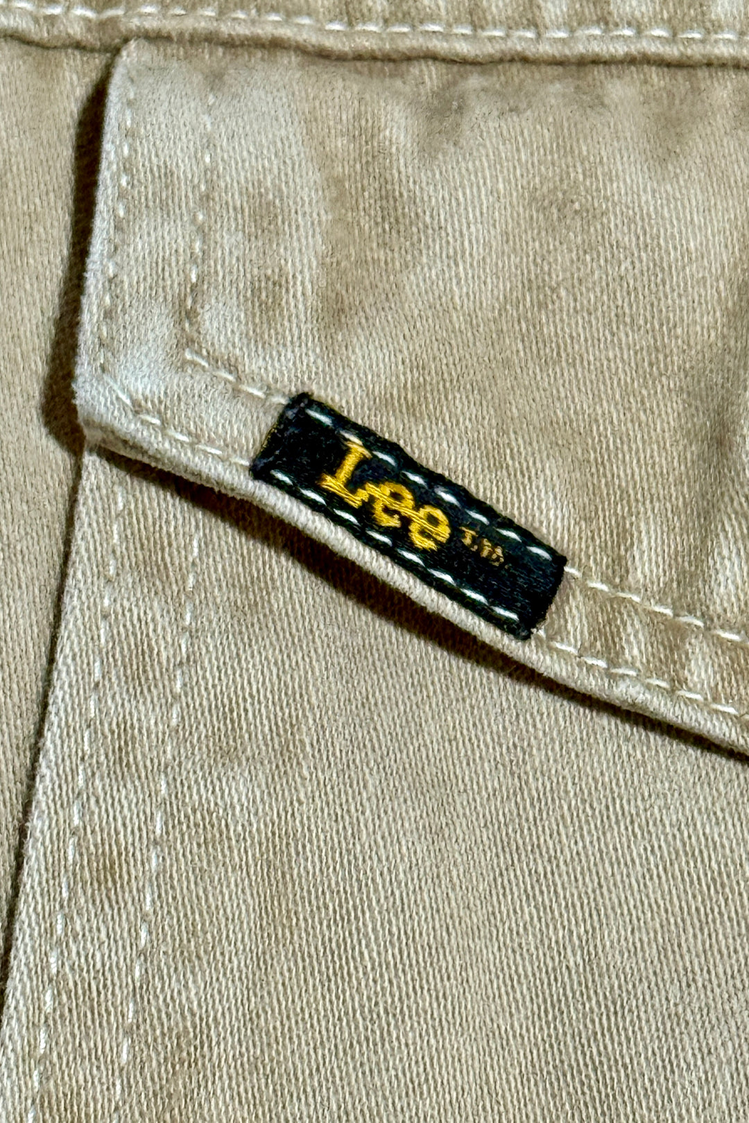 1960’S LEE MADE IN USA CROPPED FADED CHAMOIS KHAKI WESTERN TRUCKER JACKET LARGE