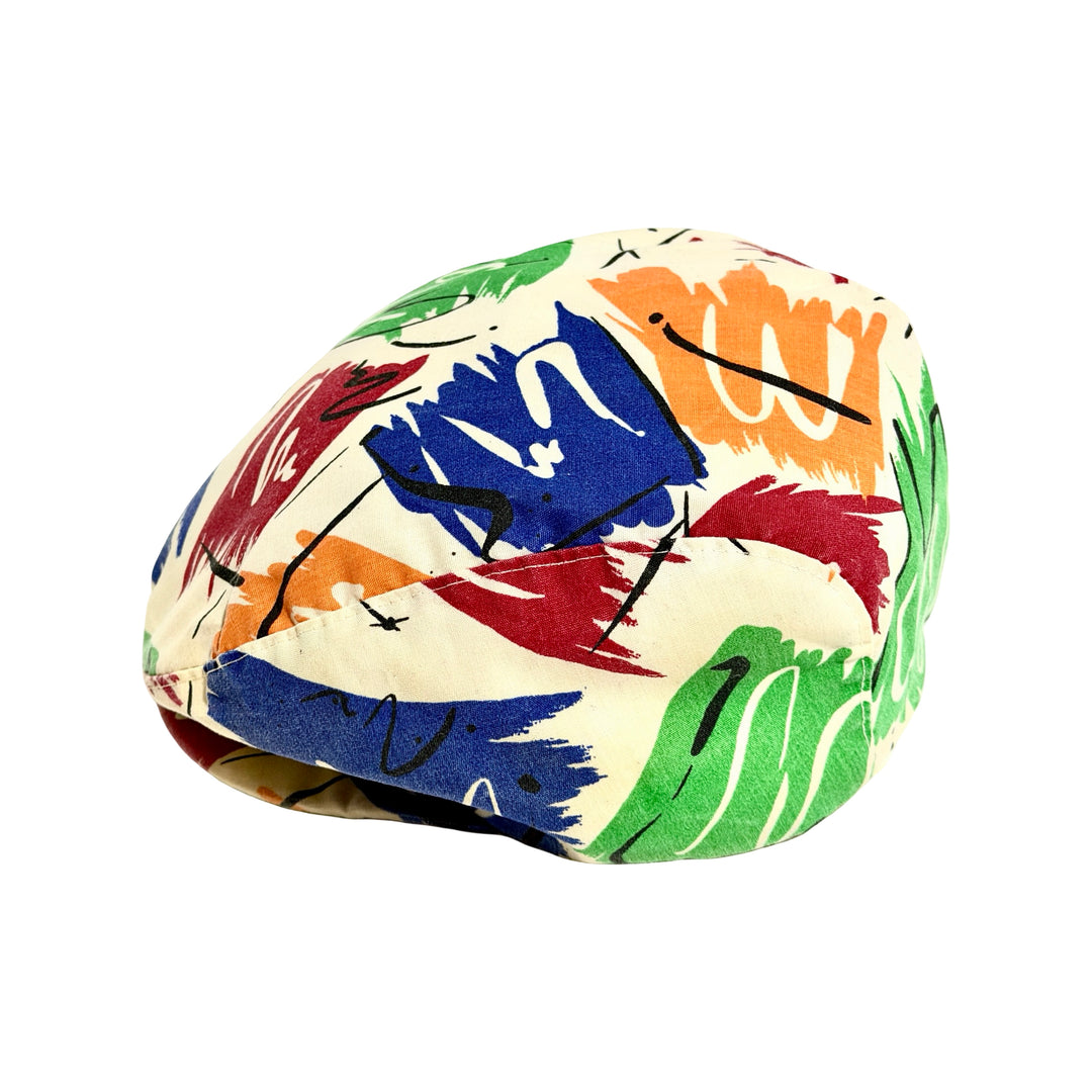 1980’S UNITED HATTERS UNION MADE IN USA ABSTRACT PRINT NEWSBOY HAT MEDIUM