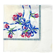 Load image into Gallery viewer, 1960’S LARGE 40” X 40” FLORAL MADE IN USA SELVEDGE LINEN SCARF
