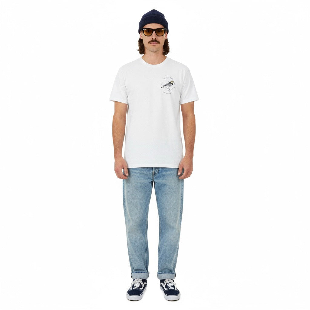 1990’S TEXAS GOLDEN-CHEEKED WARBLER MADE IN USA SINGLE STITCH WHITE JERSEY T-SHIRT X-LARGE