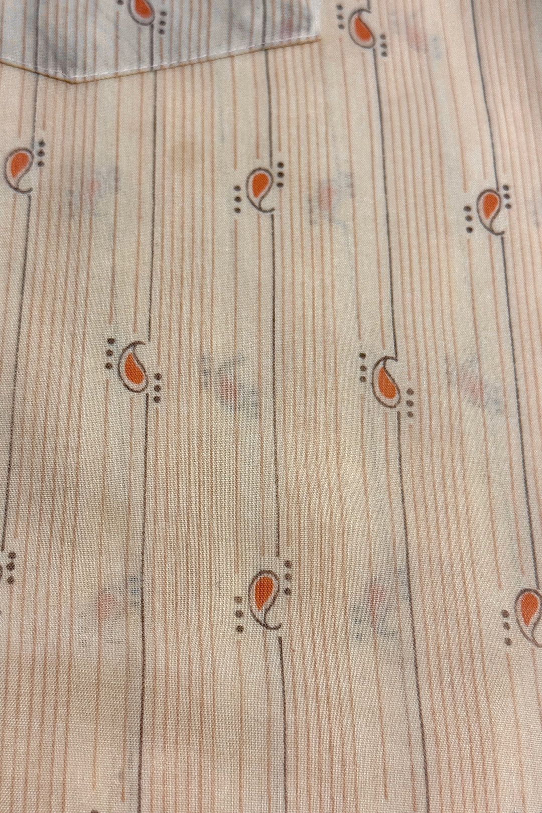 1970’S PENNEY’S MADE IN USA CROPPED PAISLEY STRIPED PRINT S/S B.D. SHIRT MEDIUM