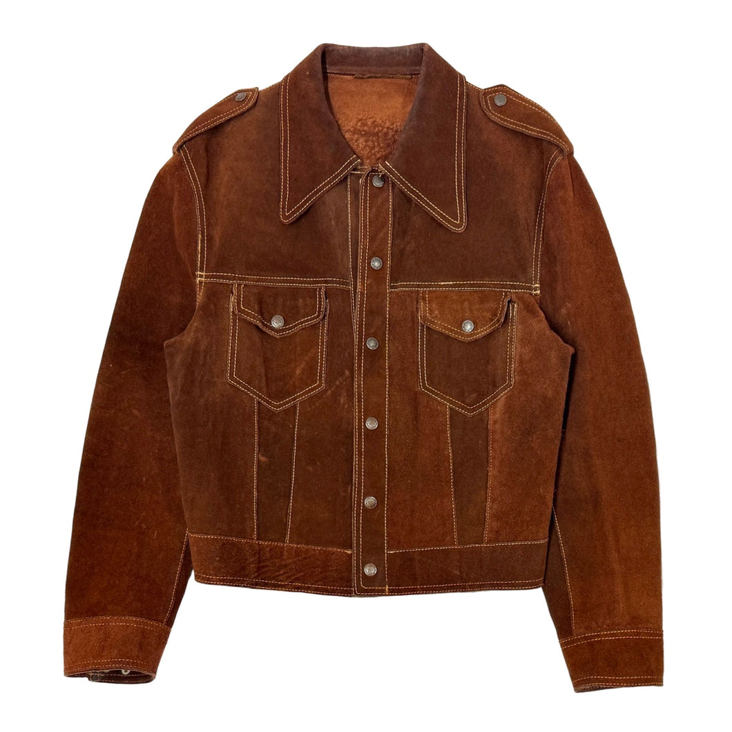 1960’S SPLIT COWHIDE SUEDE CROPPED TRUCKER JACKET MEDIUM