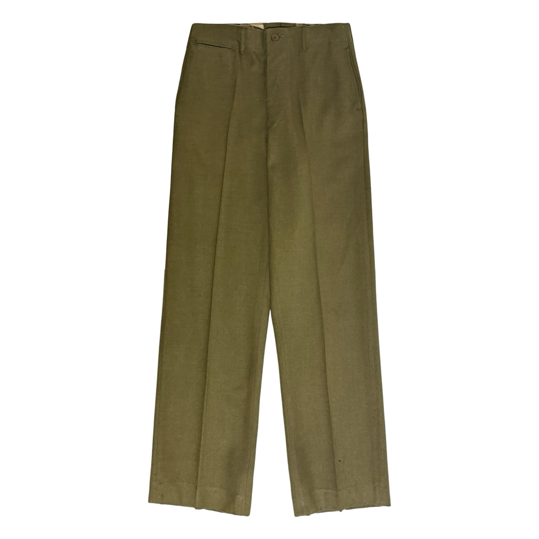 1940’S US ARMY CARWOOD MFG MADE IN USA OLIVE DRAB WOOL TROUSER PANTS 30 X 32
