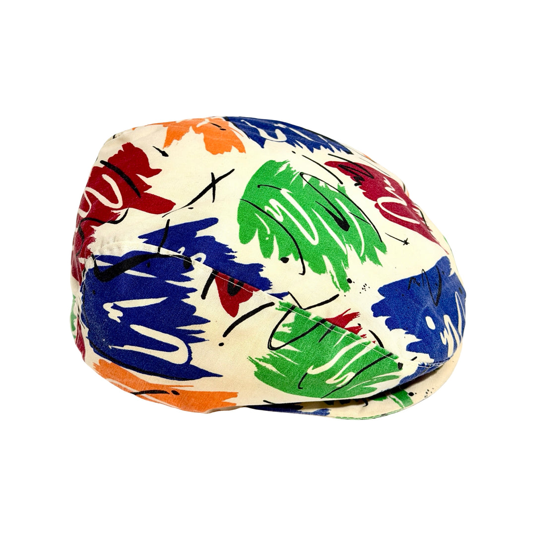 1980’S UNITED HATTERS UNION MADE IN USA ABSTRACT PRINT NEWSBOY HAT MEDIUM