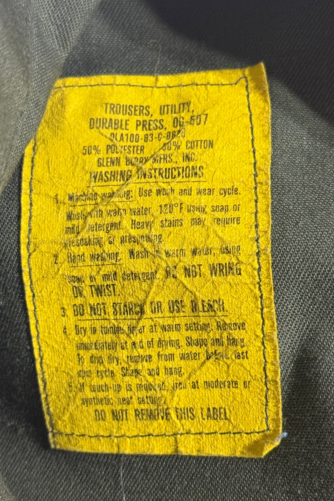 1980’S US ARMY MADE IN USA OG-507 HIGH WAISTED OLIVE DRAB TWILL TROUSER PANTS 34 X 28