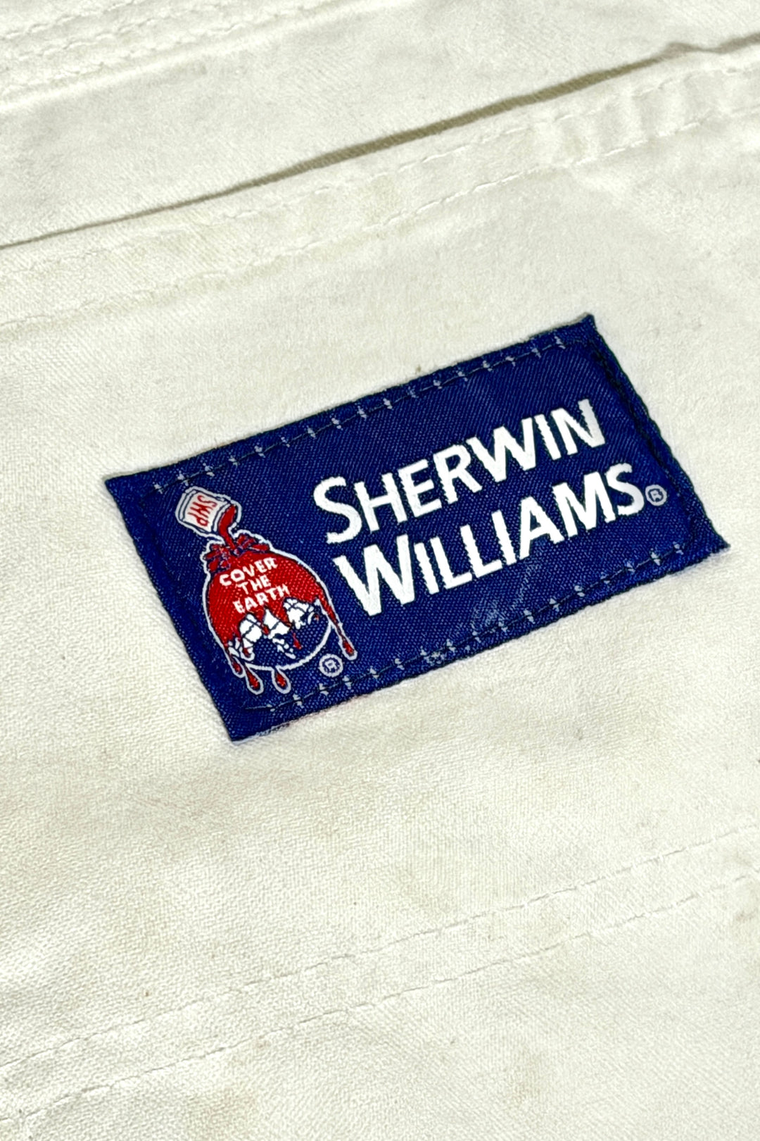 1990’S DICKIES SHERMAN WILLIAMS OFF WHITE TWILL PAINTER CARPENTER WORKWEAR PANTS 34 X 30