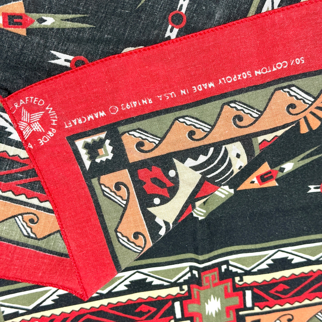 1970’S WAMCRAFT MADE IN THE USA SOUTHWESTERN PRINT COLORFAST SELVEDGE BANDANA