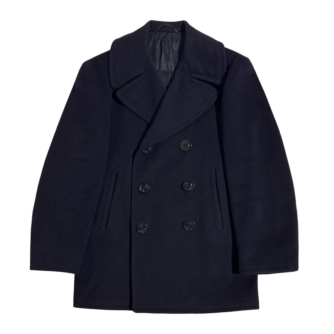 1970’S US NAVY MADE IN USA CROPPED WOOL KERSEY BLUE PEACOAT JACKET SMALL
