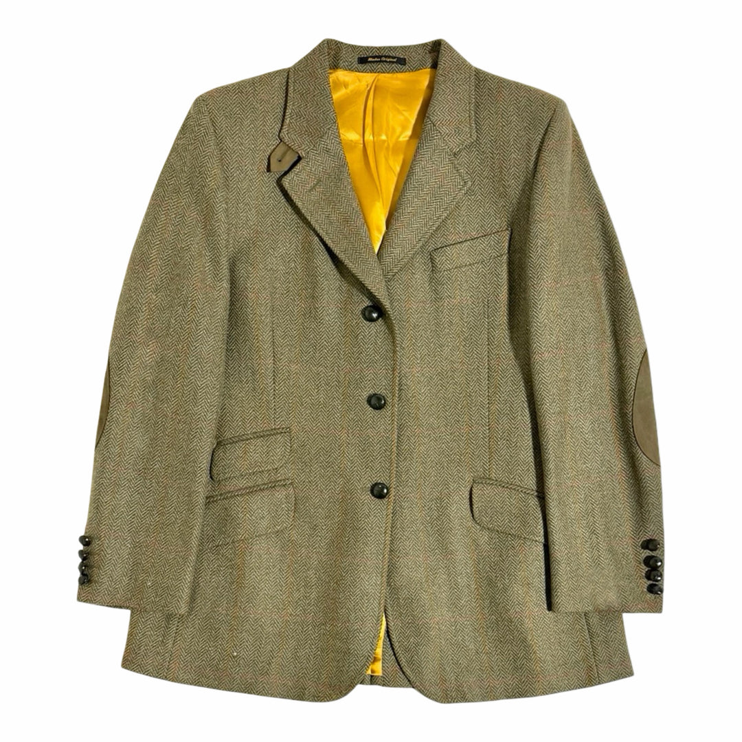 1970s Bladen olive herringbone tweed blazer front