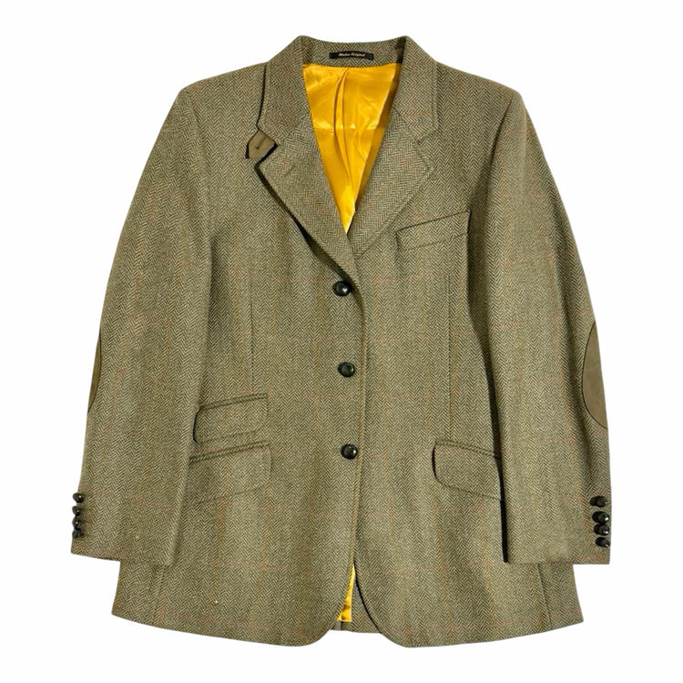 1970s Bladen olive herringbone tweed blazer front