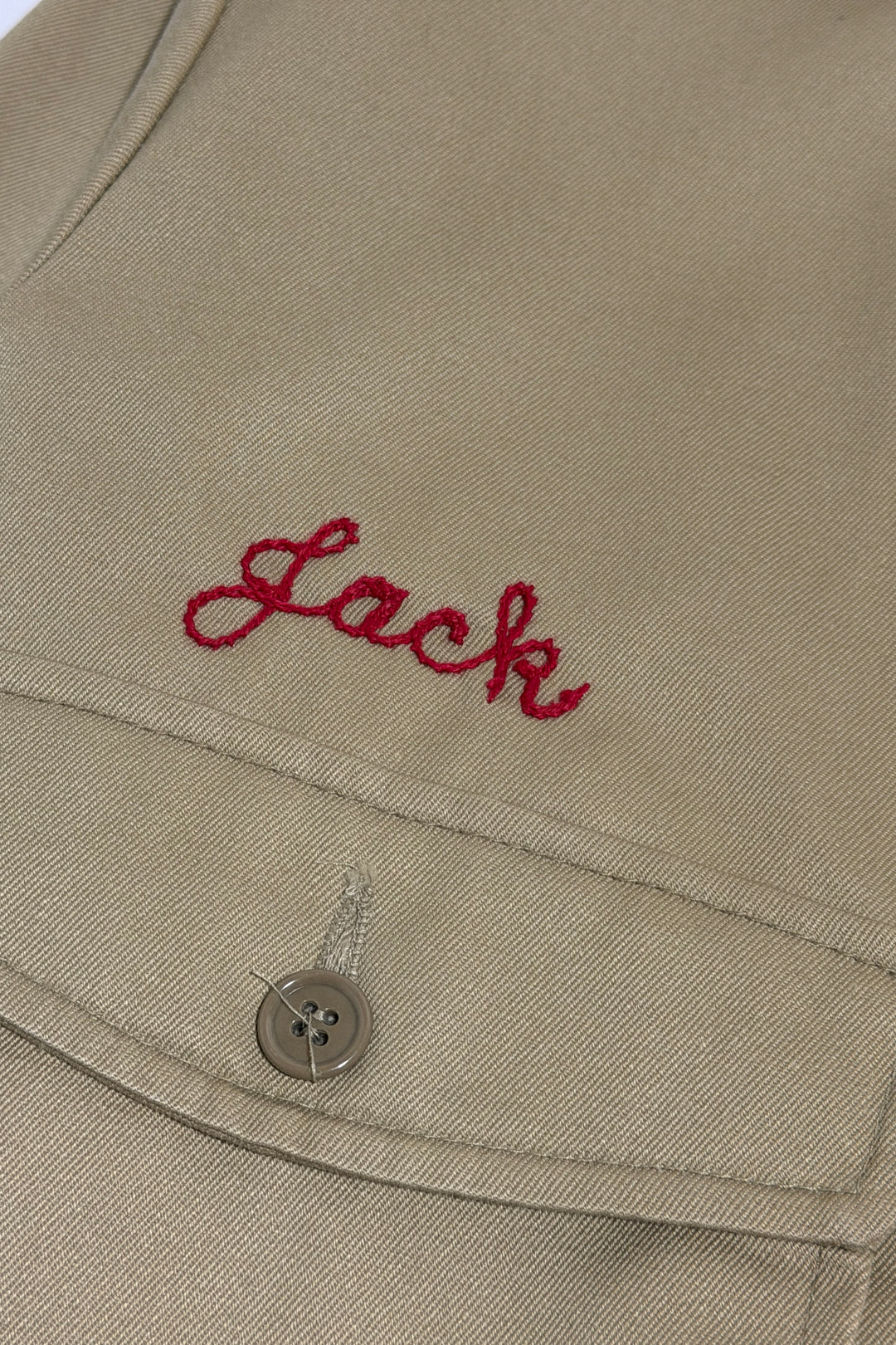 1960’S LEE CHETOPA TWILL MADE IN USA CROPPED CHAINSTITCHED KHAKI “CHAMPION SPARK PLUGS” WORK WEAR GARAGE JACKET LARGE