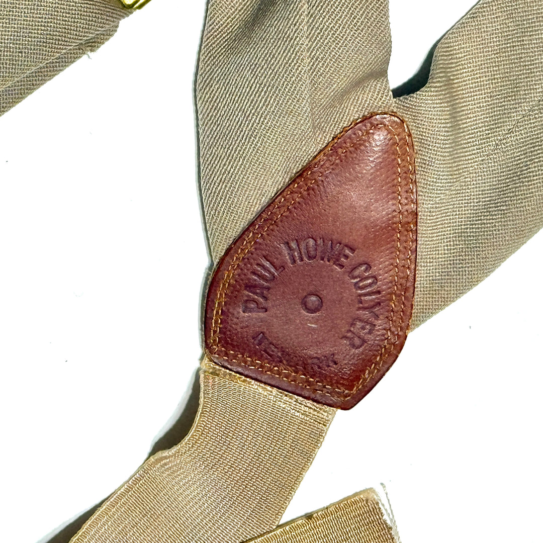 1980’S PAUL HOWE COLYER MADE IN NEW YORK GABARDINE LEATHER BRACES