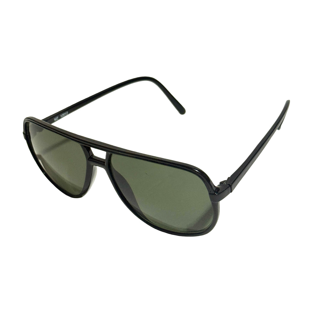 1970’S DEADSTOCK BLACK ACETATE FRAME SMOKE LENSES AVIATOR SUNGLASSES