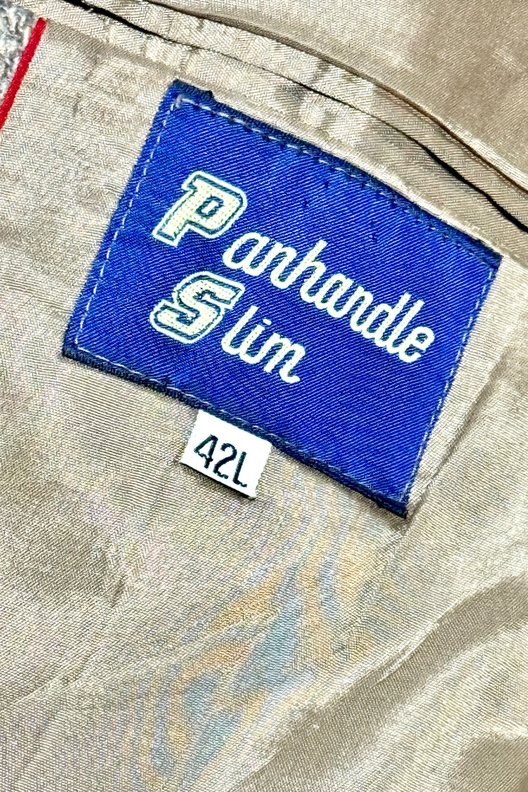 1970’S PANHANDLE SLIM MADE IN USA WESTERN HERRINGBONE WOOL TWEED FLARED LEG SUIT 42R