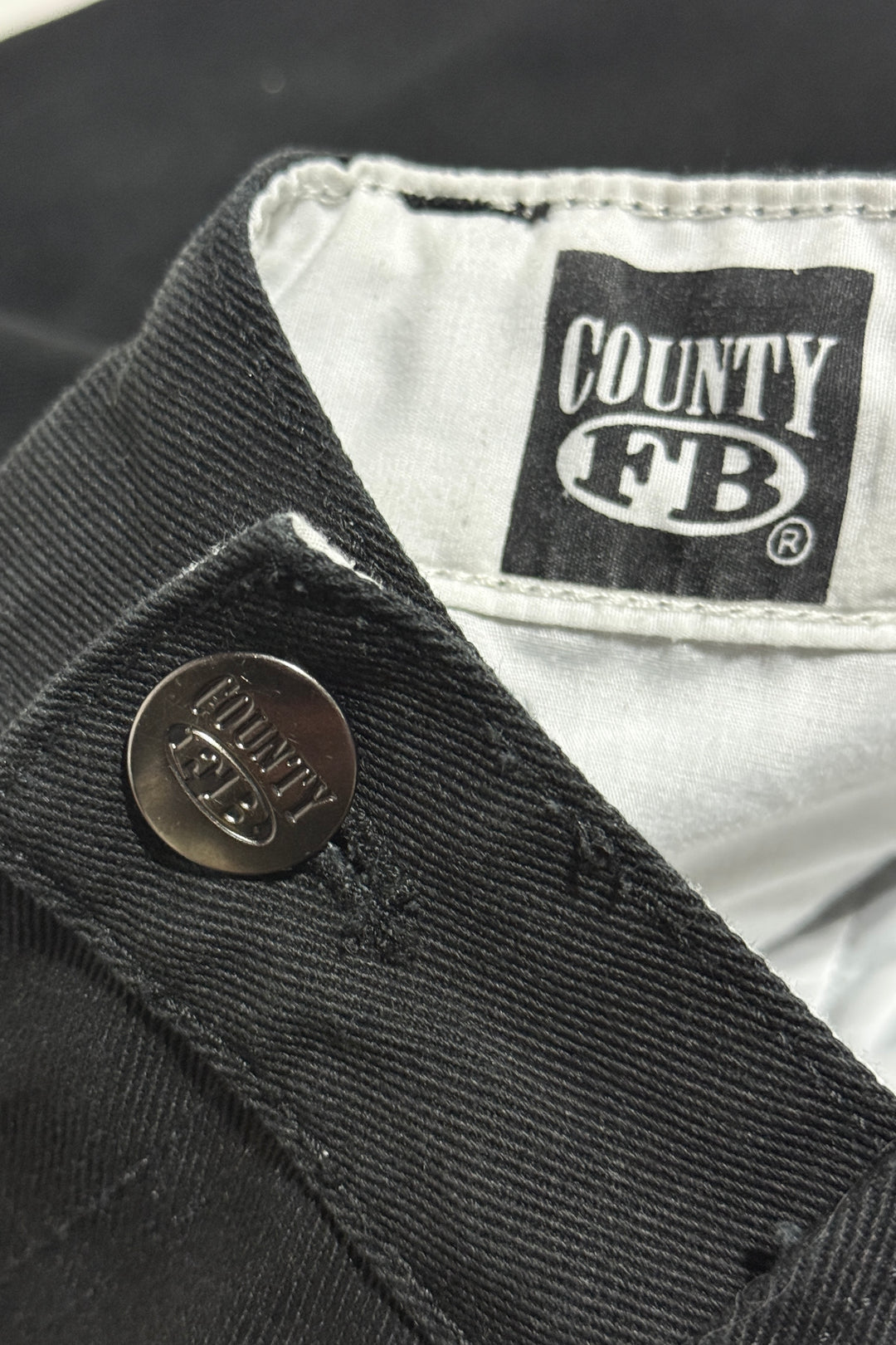 1990’S COUNTY FB MADE IN USA WIDE LEG FROG POCKET BLACK WORK WEAR CHINO PANTS 32 X 30