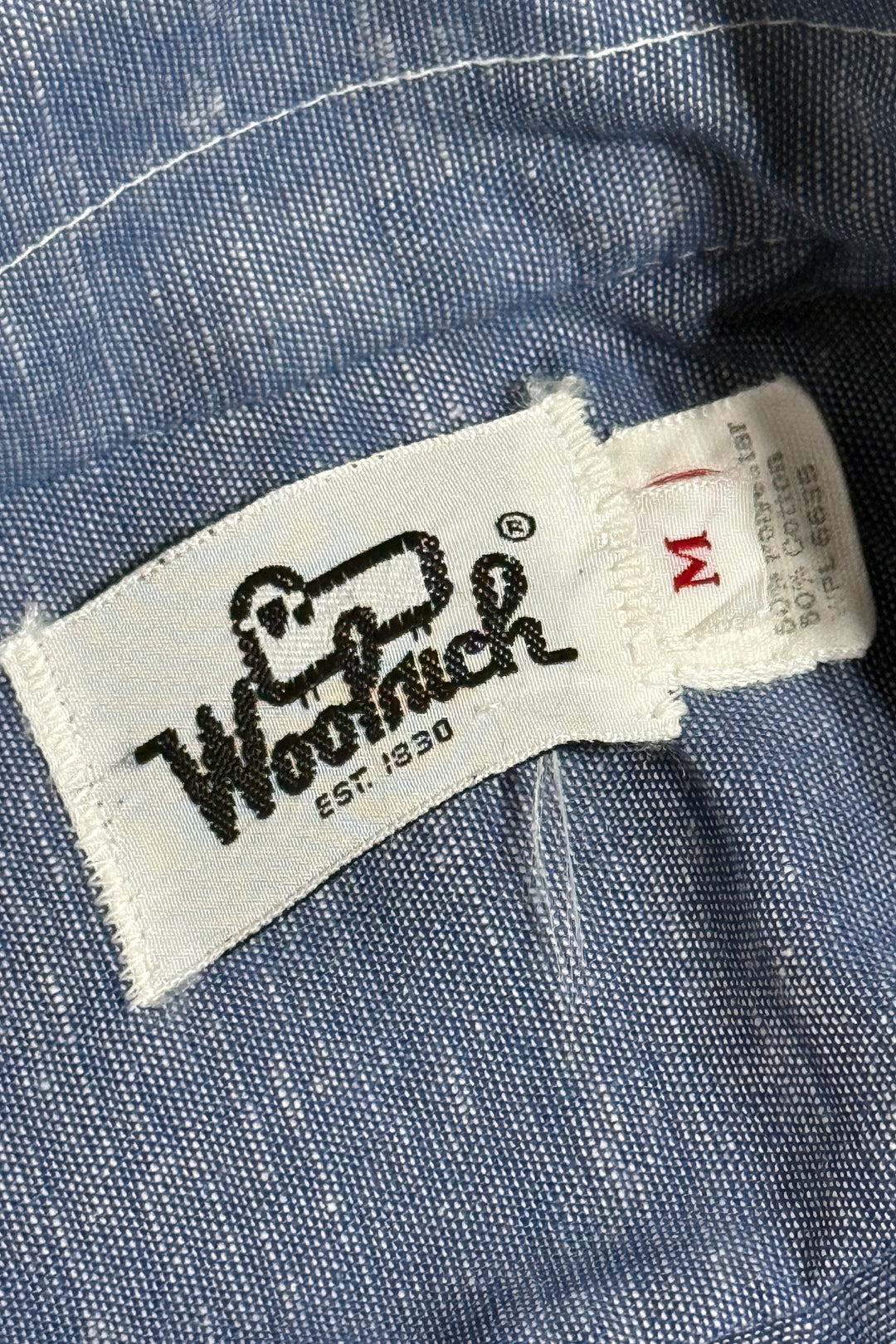 1970’S WOOLRICH MADE IN USA SINGLE POCKET CHAMBRAY S/S B.D. SHIRT MEDIUM