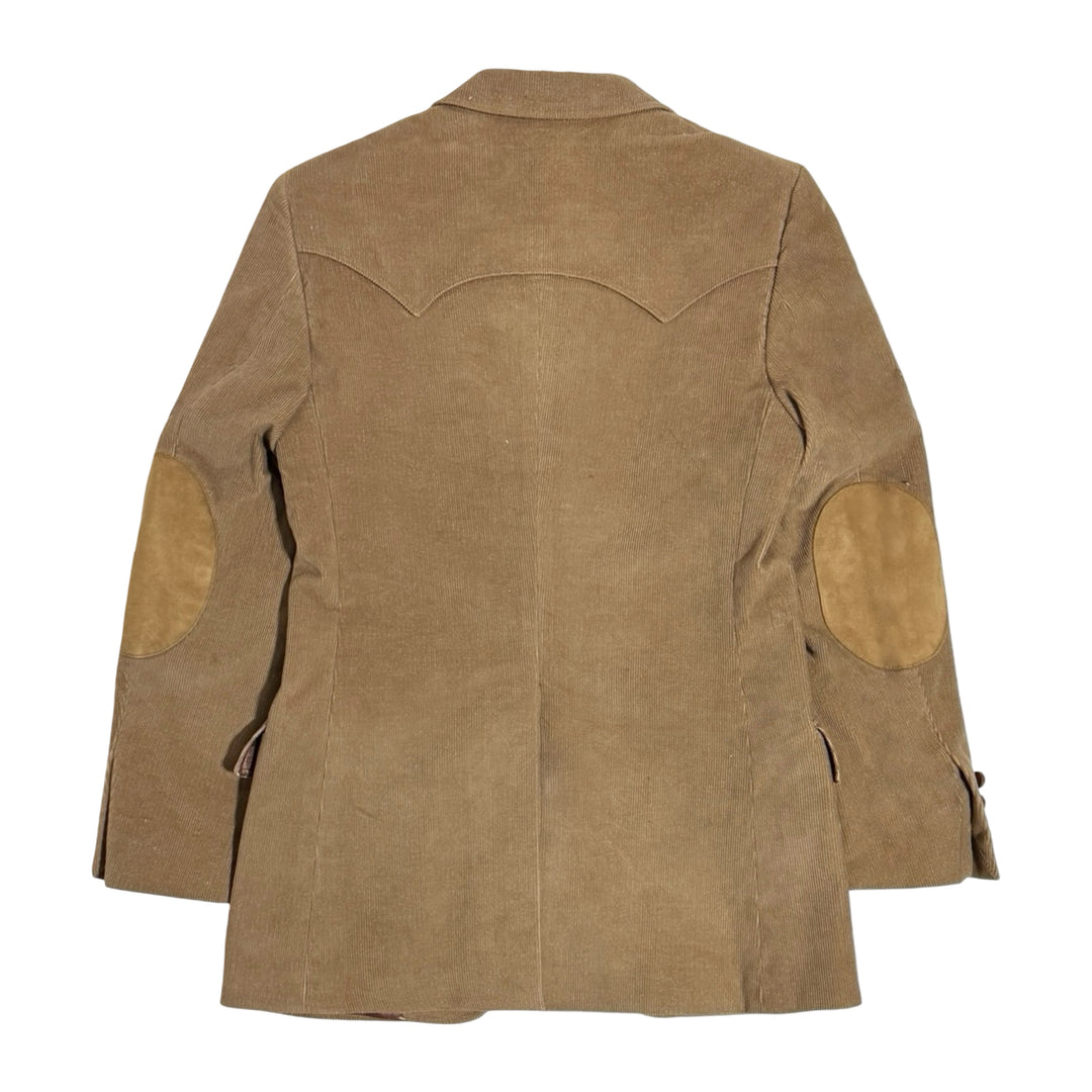 1970’S CCC WESTERN WEAR MADE IN USA WESTERN SUEDE PATCHED CORDUROY SUIT JACKET BLAZER 38R