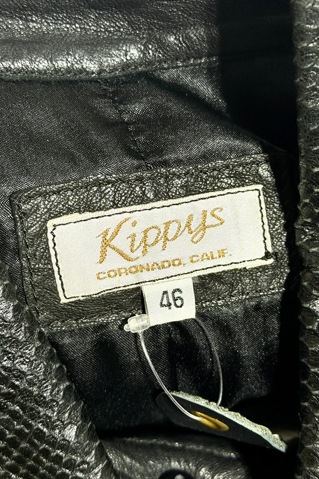1970’S DEADSTOCK KIPPY’S CORONADO CALIFORNIA MADE IN USA BLACK PYTHON LEATHER SAFARI JACKET LARGE
