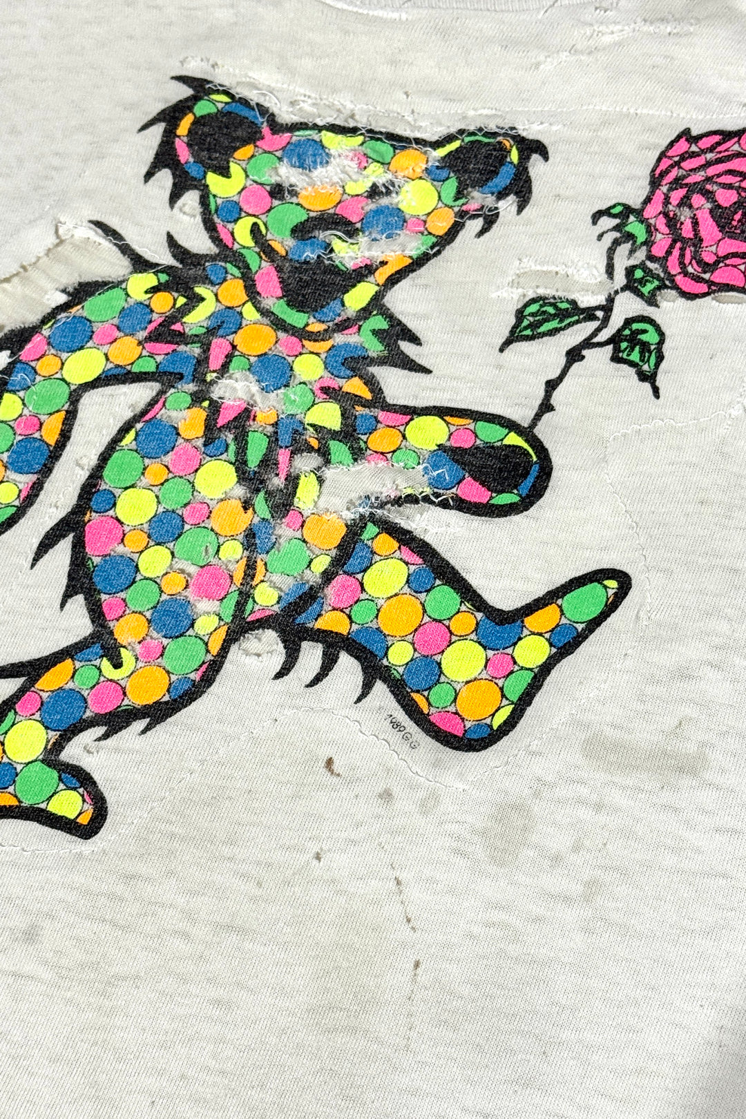 1980’S THRASHED & REPAIRED GRATEFUL DEAD ‘89 TOUR DANCING BEAR SINGLE STITCH S/S T-SHIRT X-LARGE