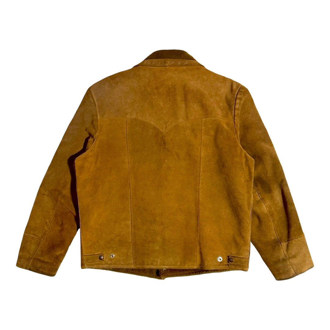 1970’S PIONEER WEAR MADE IN USA CROPPED WESTERN SHERPA LINED SUEDE LEATHER JACKET LARGE