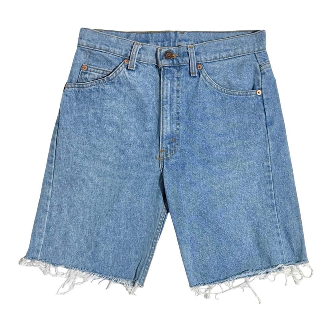 1980’S LEVI’S 505 ORANGE TAB MADE IN USA LIGHT WASH 8.5” DENIM CUT OFF SHORTS 30